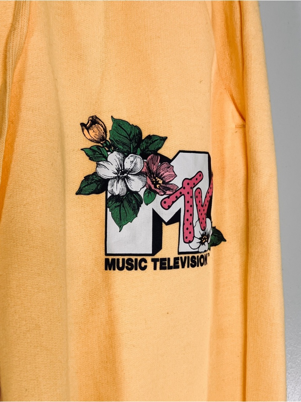 Viacom MTV Sunny Yellow Sweatpants Joggers with Floral Design Y2K Womens Size XS - Picture 2 of 10